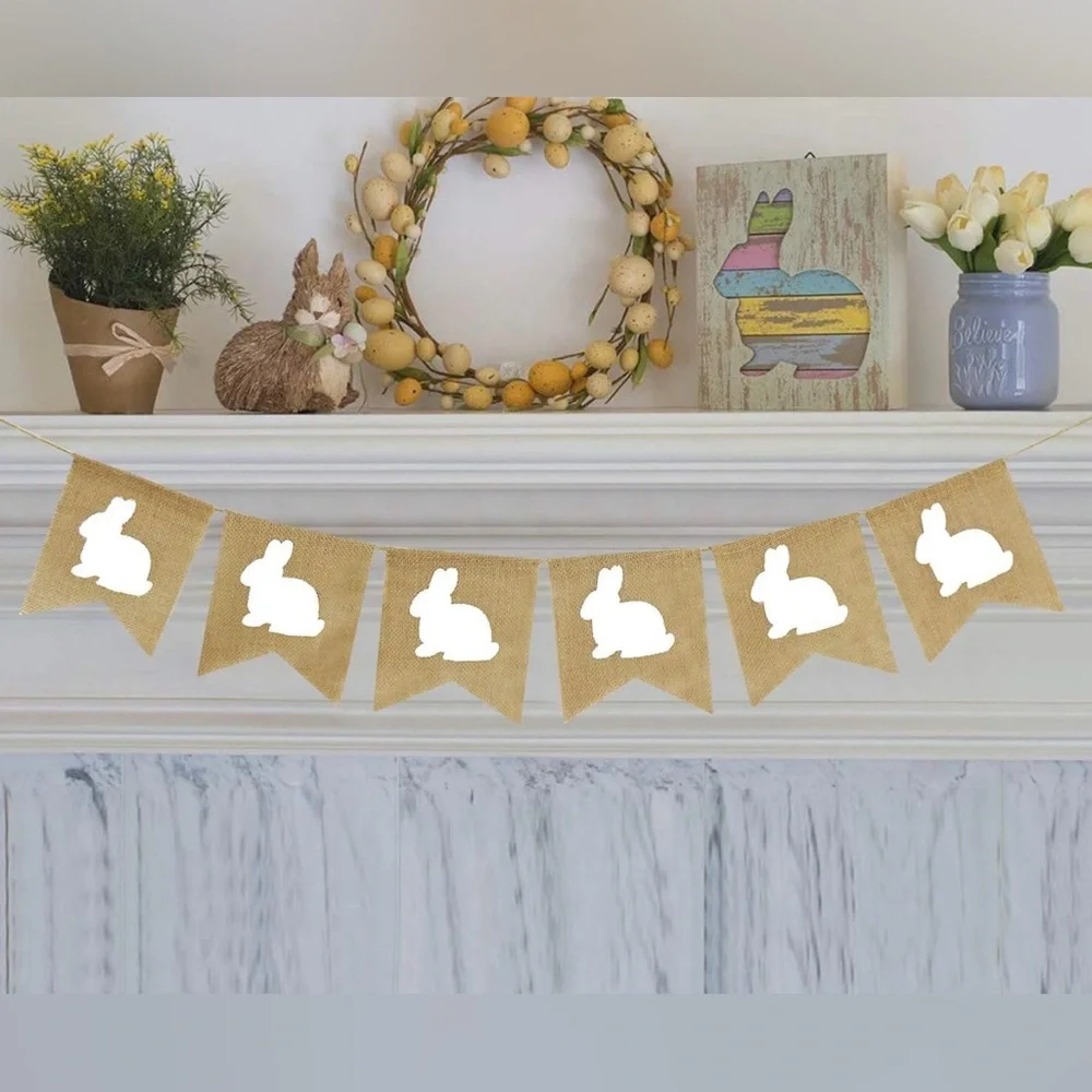 Bunny Burlap Garland Easter Baby Shower Nursery Decoration